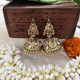 Vriksham Designer Peacock Style  1 gm Gold Peacock Jhumka-Green-G20351
